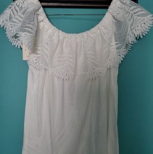 White,  lace, cotton shirt